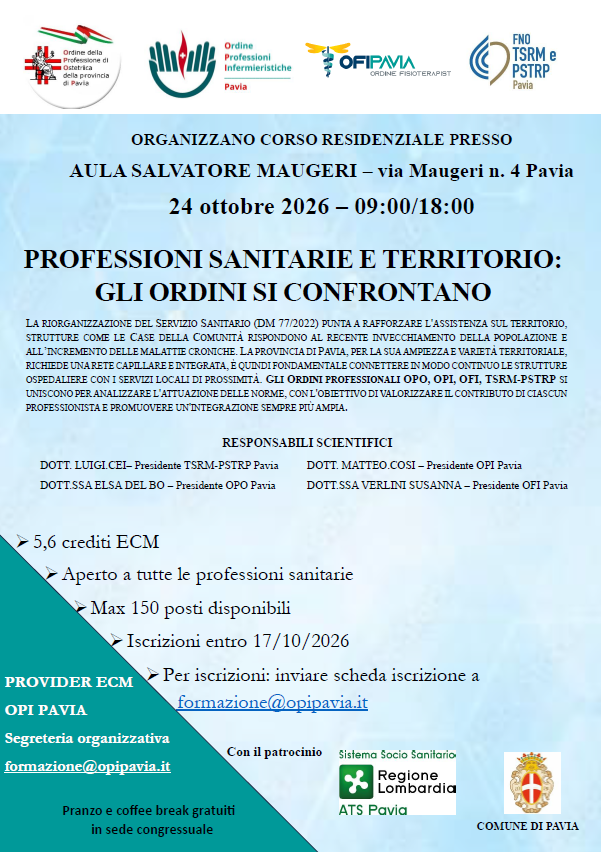 PROFESSIONI SANITARIE E TERRITORIO: GLI ORDINI SI CONFRONTANO