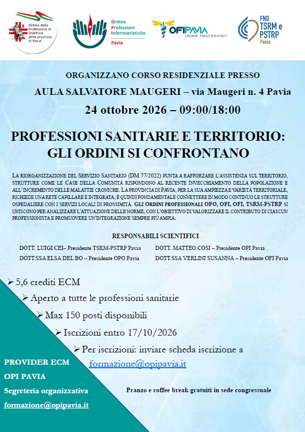PROFESSIONI SANITARIE E TERRITORIO: GLI ORDINI SI CONFRONTANO