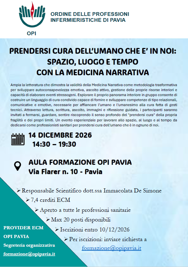 PRENDERSI CURA DELL’UMANO CHE E’ IN NOI: SPAZIO, LUOGO E TEMPO CON LA MEDICINA NARRATIVA
