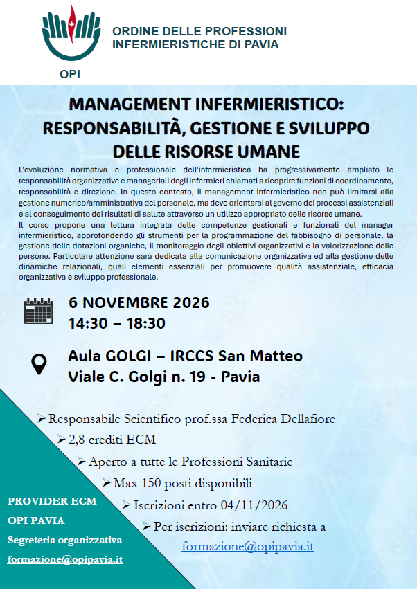MANAGEMENT INFERMIERISTICO: RESPONSABILITÀ, GESTIONE E SVILUPPO DELLE RISORSE UMANE